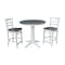 International Concepts Round 36 in Rd Ped Gathering Ht Table, 2 Emily Stools, White/Heather Gray, 36 in W, 36 in L, Wood K05-36RT-27B-S6172-2 - alternate 1